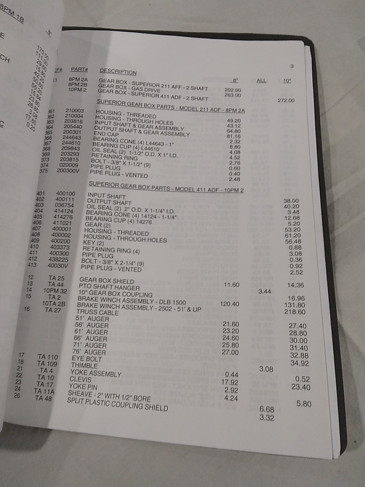2096 Peck 802,803,804,1002,1003 & 1004 Grain Augers Owners Manual/Parts Listing