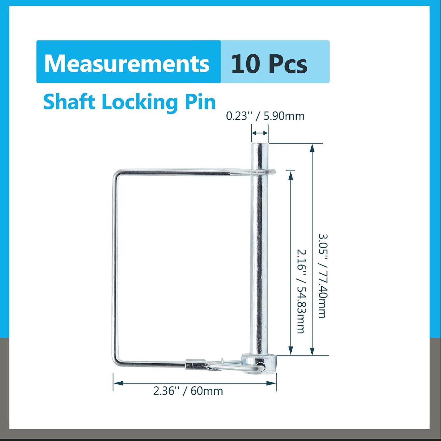 10 Pack 1/4″ X 3″ Square Shaft Locking Pin, Heavy Duty Safety Coupler Pin for Tr