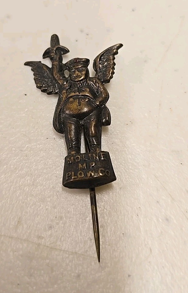 Antique 2″ Moline Plow Co Flying Dutchman Advertising Brass Stick Pin