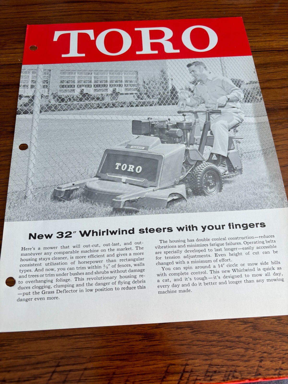 Toro 32″ Whirlwind Mower Brochure FCCA24