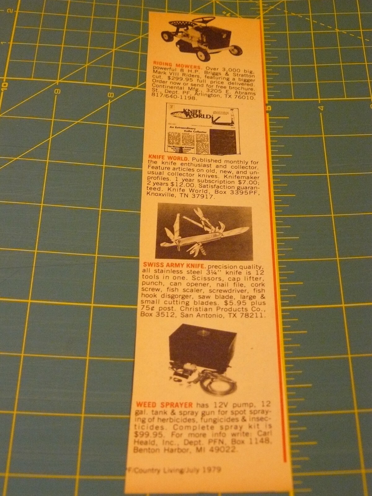 PROGRESSIVE FARMER -JULY 1979-AD- RIDING MOWER / KNIFE WORLD / SWISS ARMY KNIFE