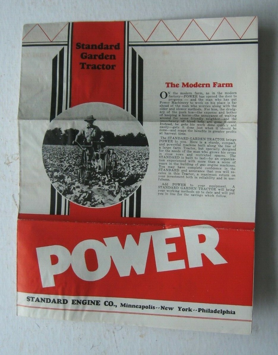 Three 1930’s Standard Engine Company, Standard Garden Tractor Farming Brochures