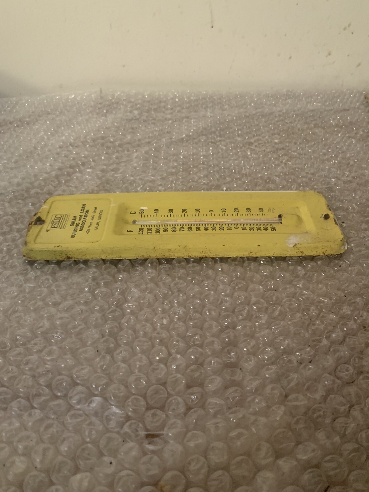 VINTAGE ADVERTISING WALL THERMOMETER-SALEM IL. BUILDING AND LOAN ASSOCIATION