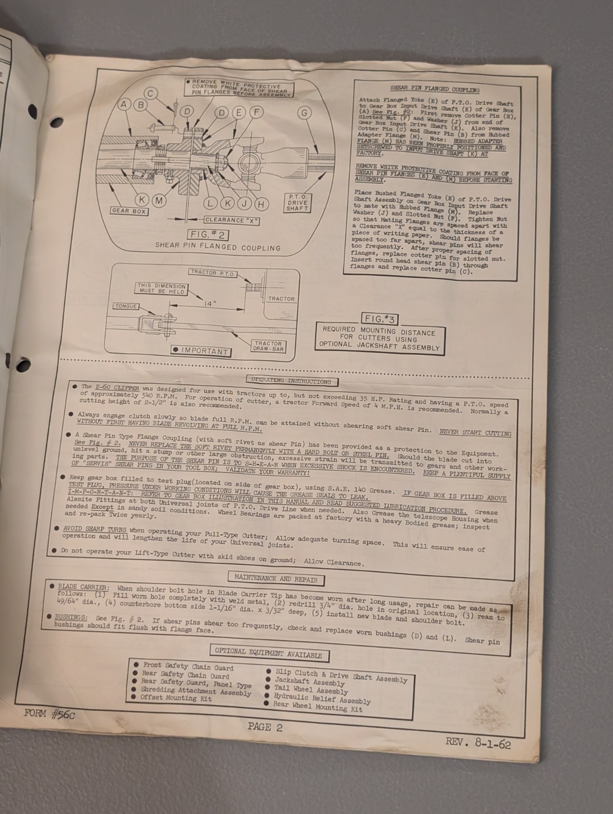 Servis E 60 Owner’s Manual – 1960s Rotary Cutter Agriculture Farming Maintenance