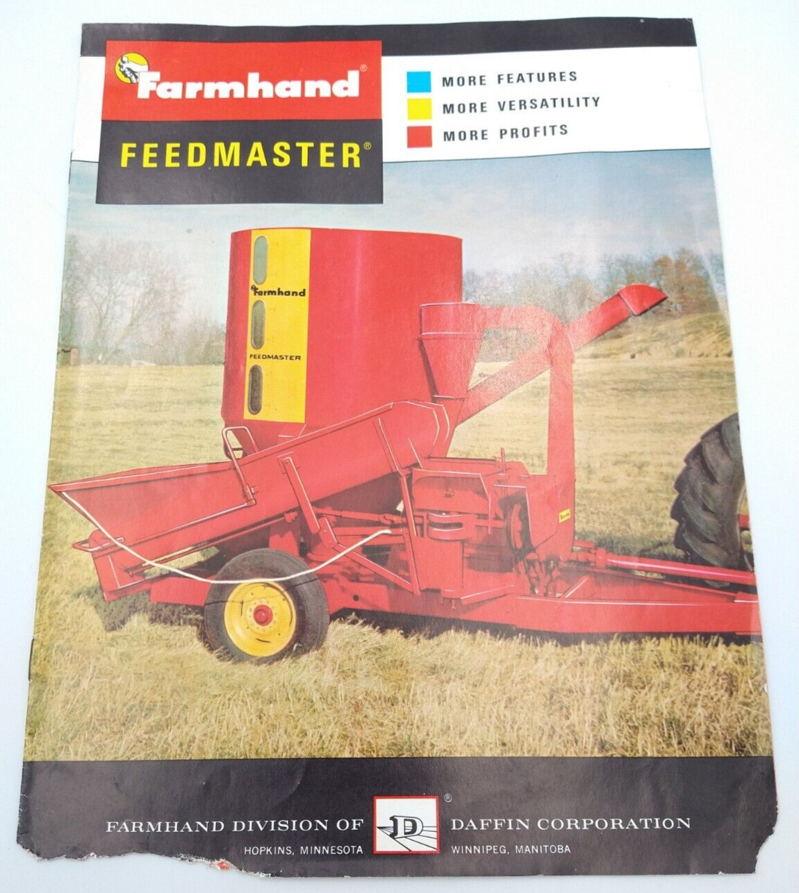 VTG 1960s Farmhand Feedmaster Dealer Sales Brochure 8 pg 8.5″x11″ Grinder Mixer
