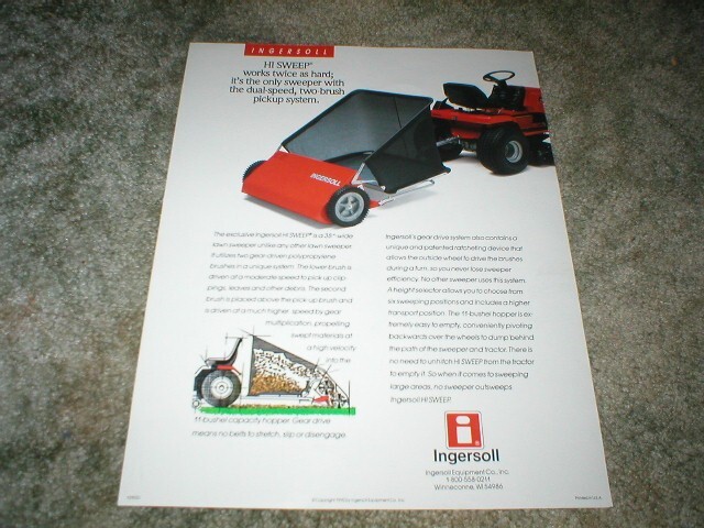 1990 Ingersoll HI SWEEP 38″ 2 sided pamphlet brochure 8 x 11″ smoke free