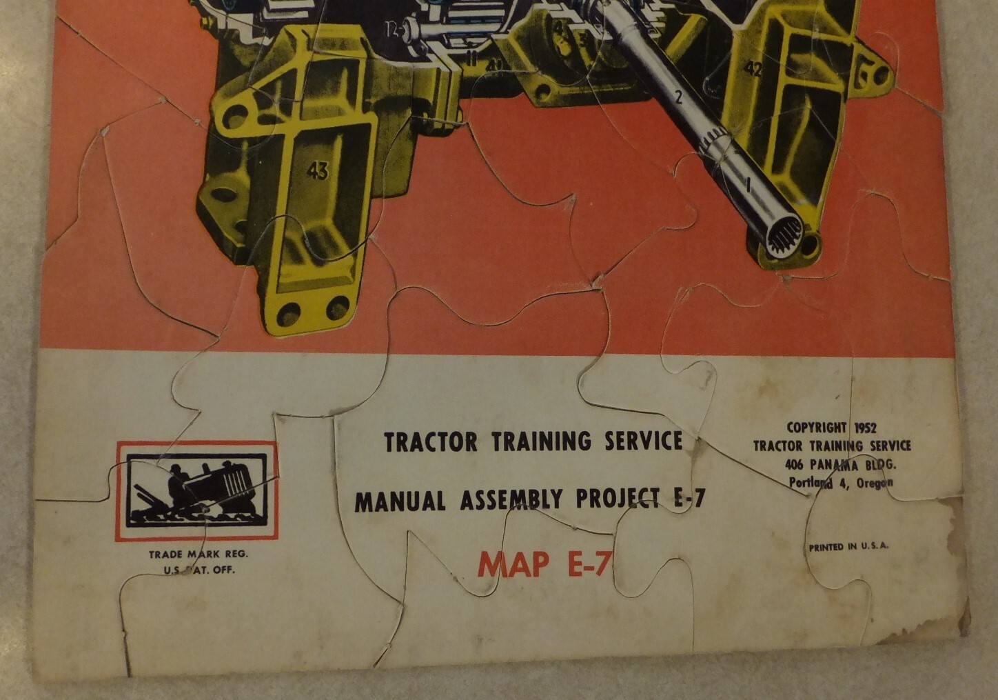 Vintage 1952 Tractor Training Service Project JIGSAW PUZZLE 11″ x 8.5″ Map E-7