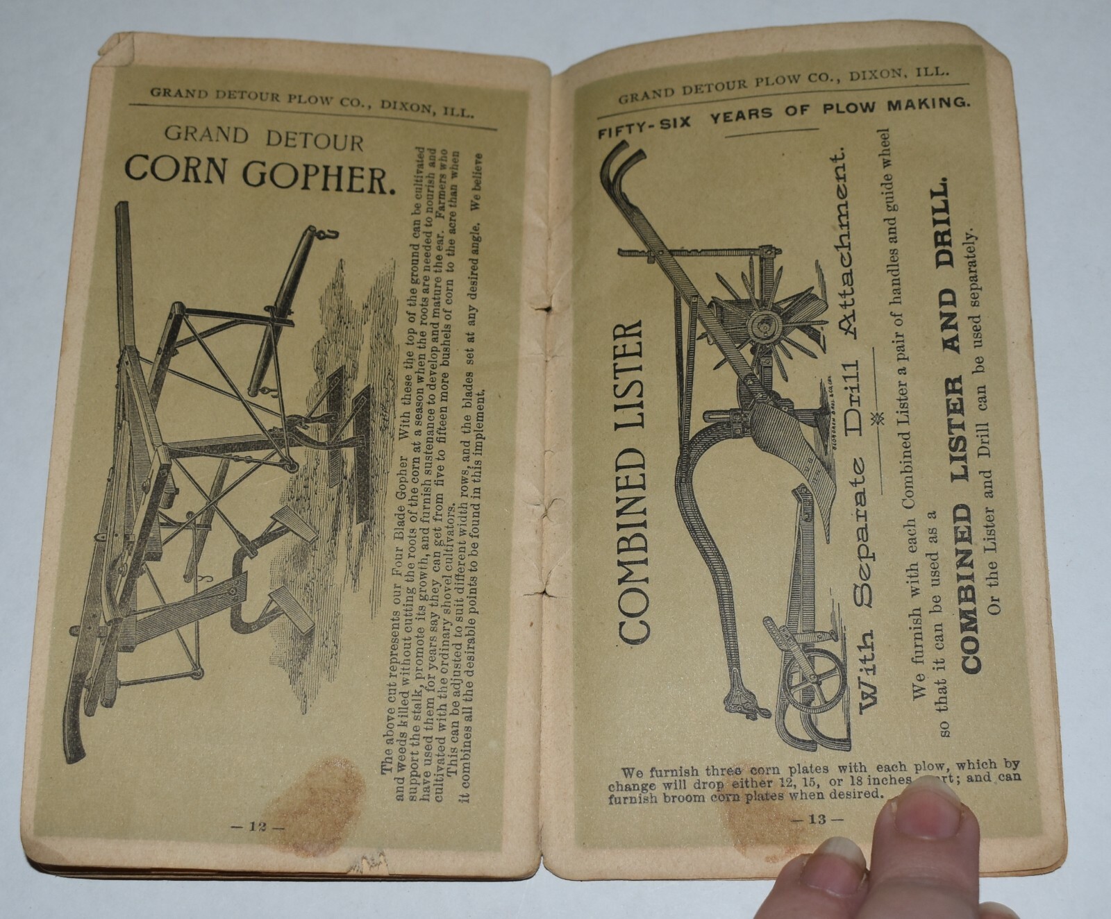 RARE 1893 GRAND DETOUR IL FARM IMPLEMENT TRACTOR ADVERTISING CALENDAR LEDGER