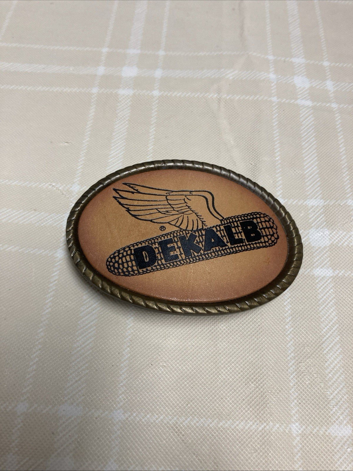 Vtg Dekalb Spec-Cast Flying Corn Logo Belt Buckle