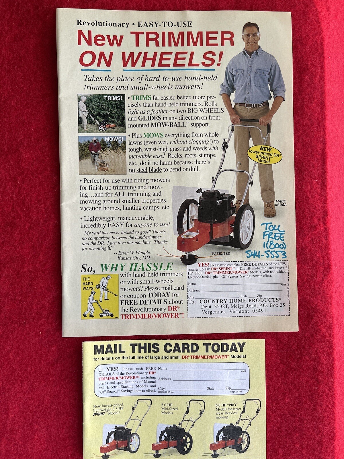 Vintage 1998 Print Ad DR Trimmer On Wheels Advertisement