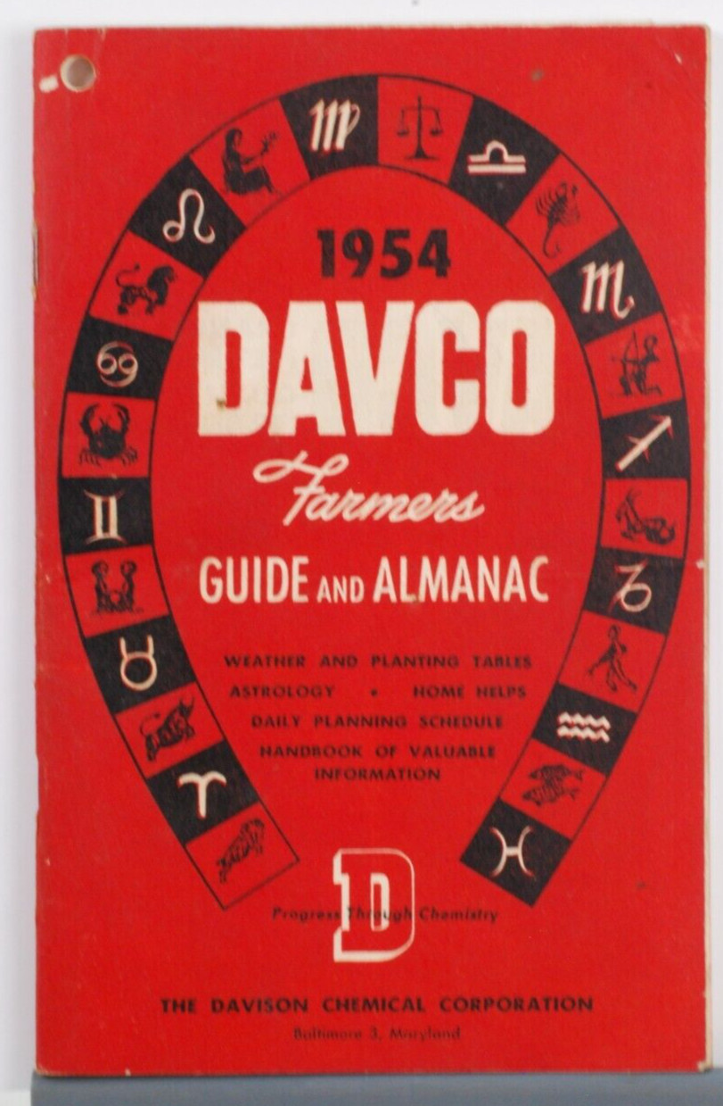 Davco Farmer’s Almanac 1954 Davison Chemical Company Red Cover