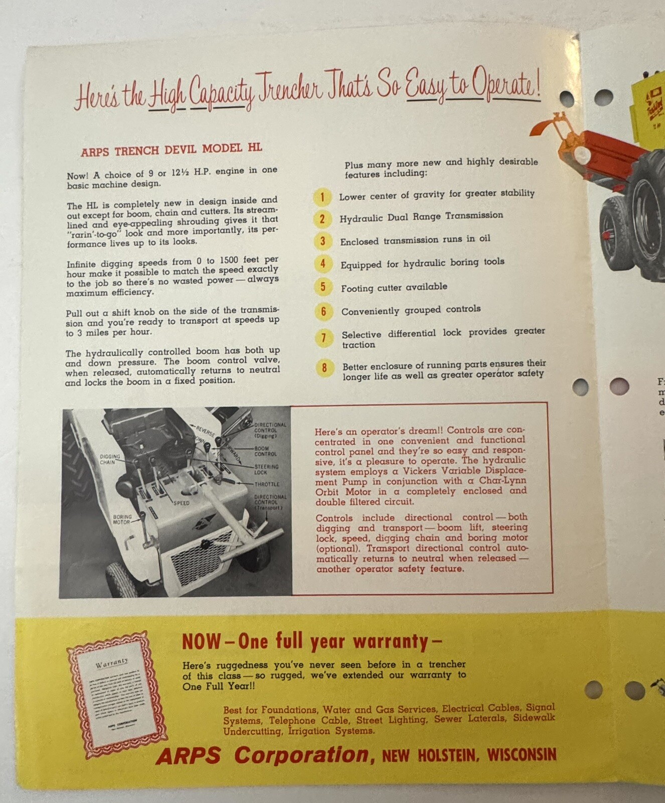 Vintage 1970’s ARPS Model HL Trench Devil Dealer Sales Brochure