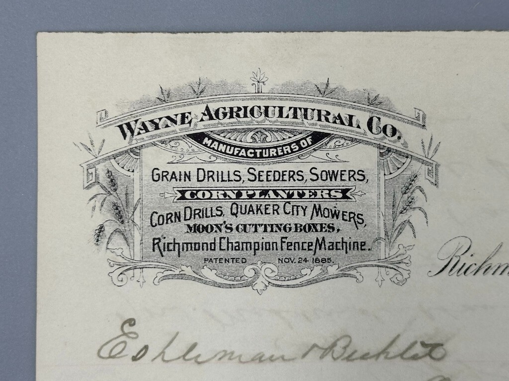 1887 WAYNE AGRICULTURAL Corn Planters FARM Advertising RICHMOND Indiana