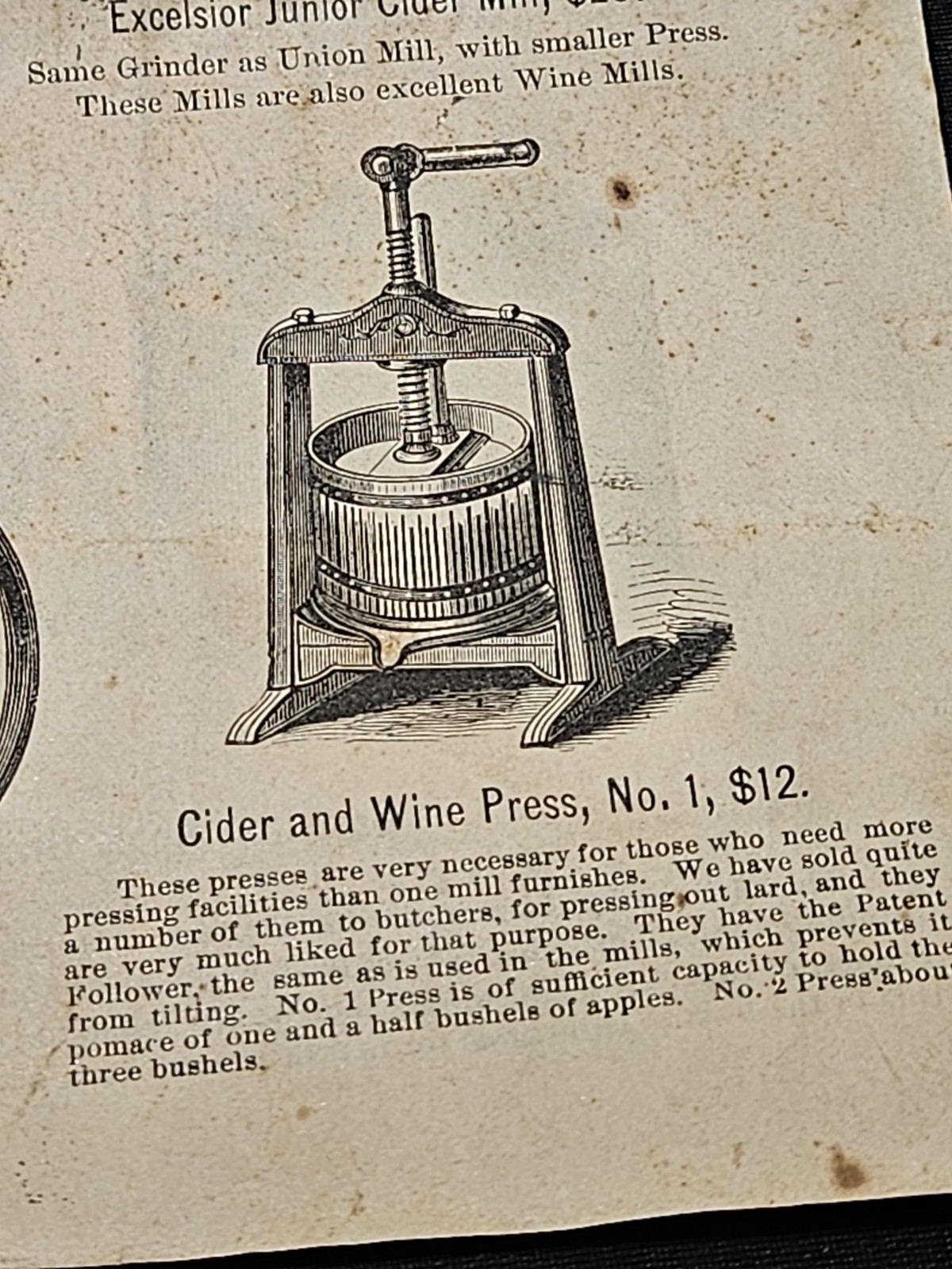 1876 New York Plow Cider Mill Presses Screws Brochure