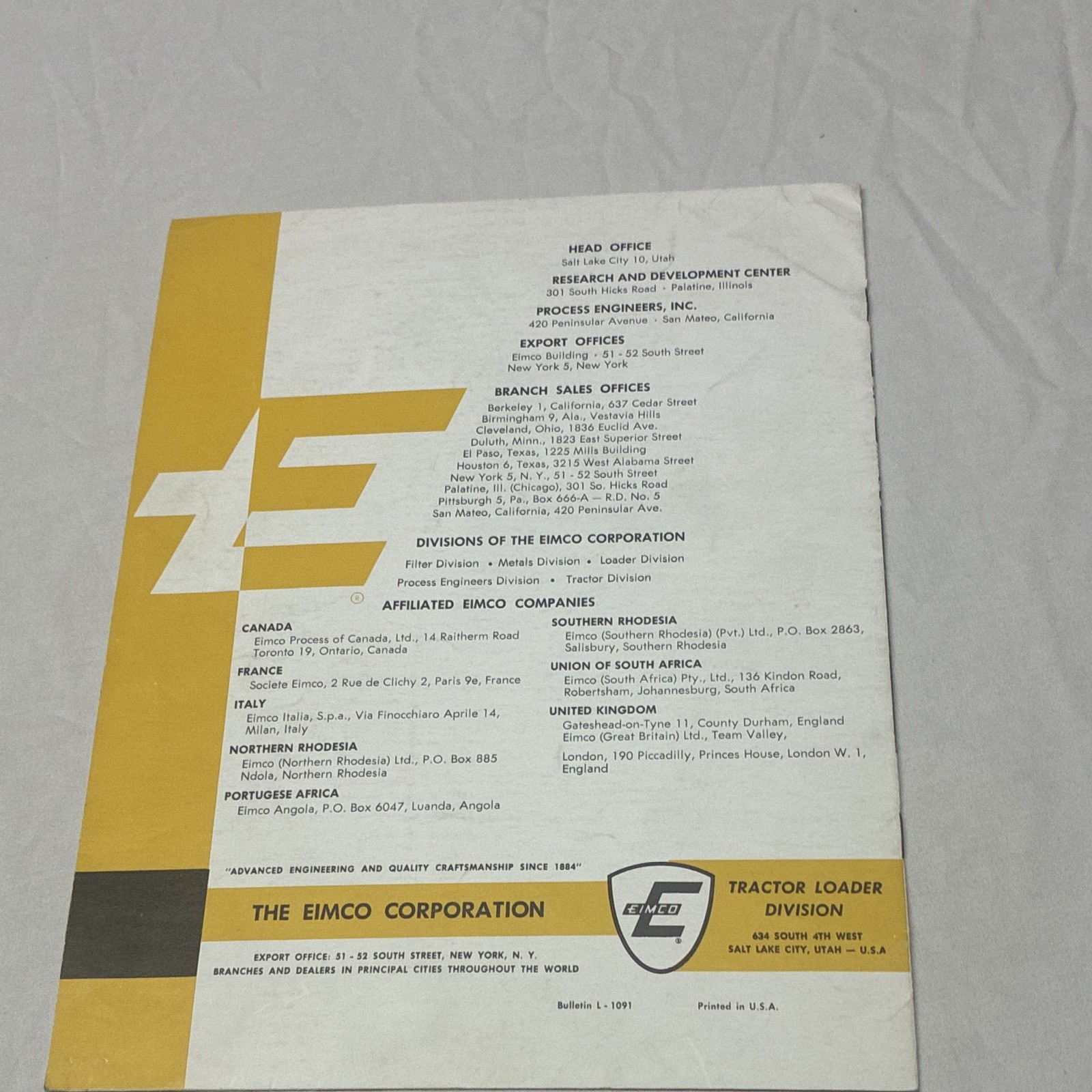 EIMCO 105 Excavator “Proof On-The-Job” Original Advertising Brochure 1959