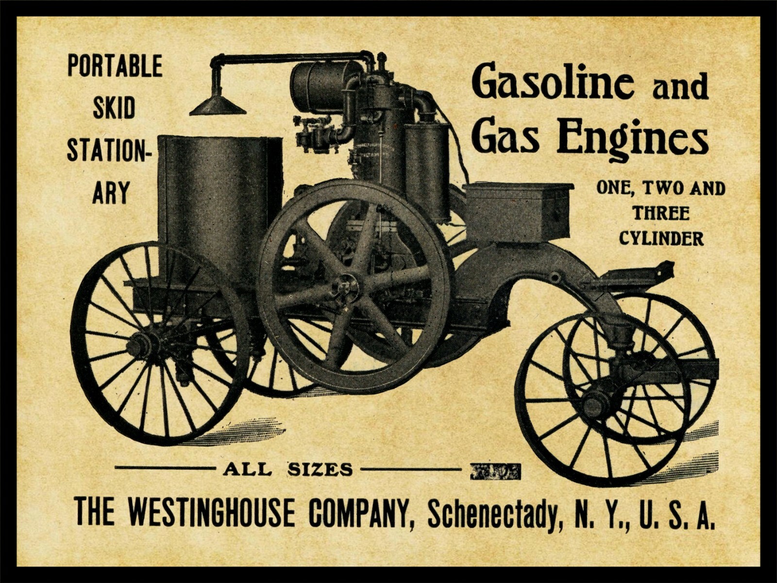 1905 Westinghouse Gas & Gasoline Engines New Metal Sign: Schenectady, New York