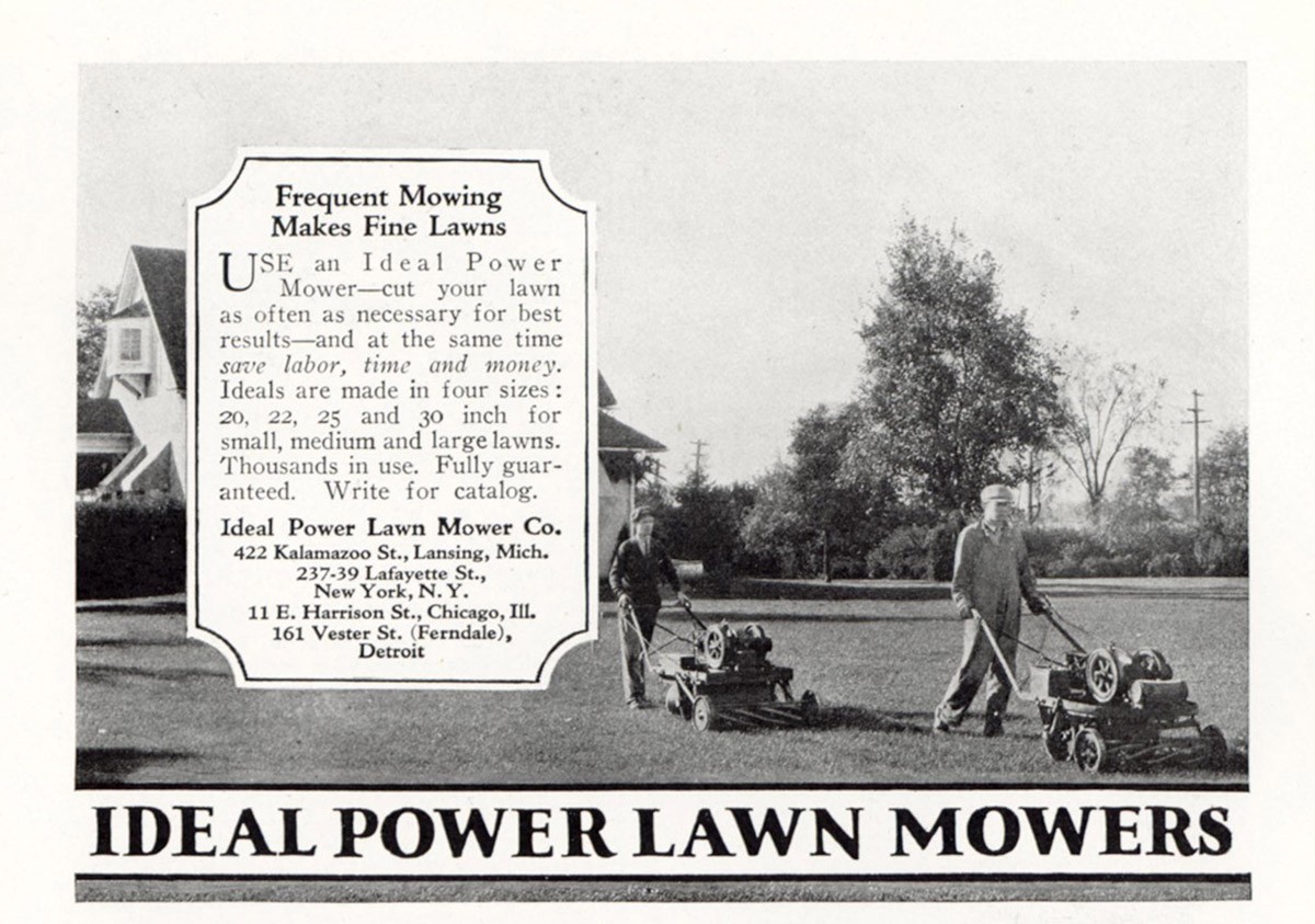 1927 Ideal Power Lawn Mower: Frequent Mowing Vintage Print Ad