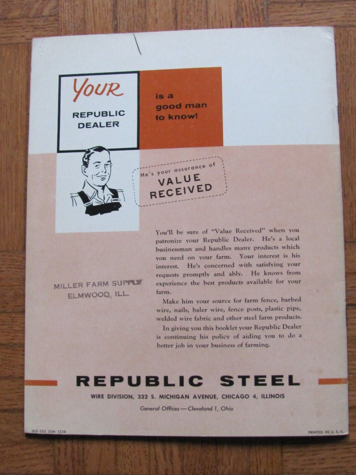 1950’s REPUBLIC STEEL WIRE CO FARM SAFETY HOMEMAKER BROCHURE