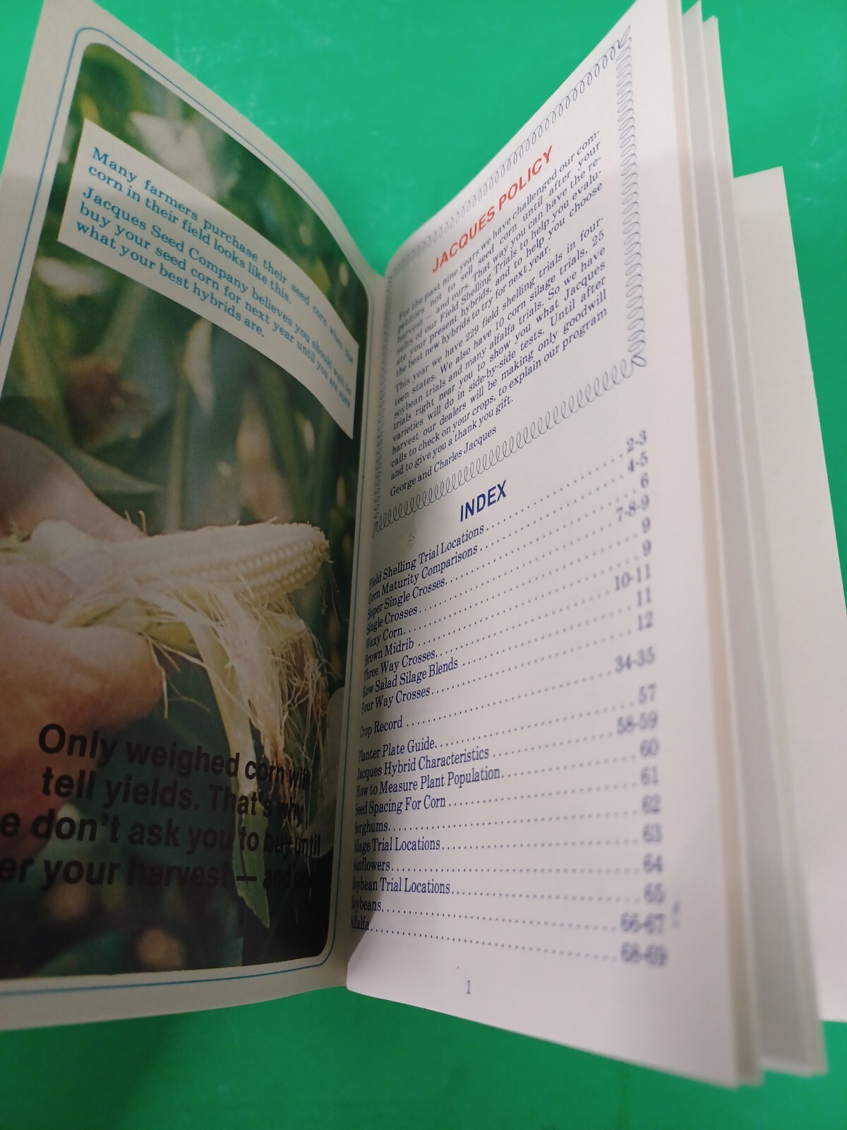 old JACQUES SEED GUIDE NOTEBOOK ADVERTISING FARM FARMING CORN SORGHUM SOYBEANS