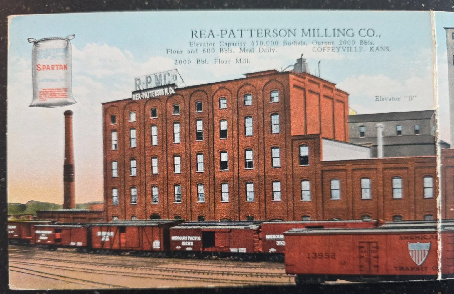 1920’s Vintage Tri-fold Postcard Size Ad, Rea-Patterson Milling, Coffeyville, KS