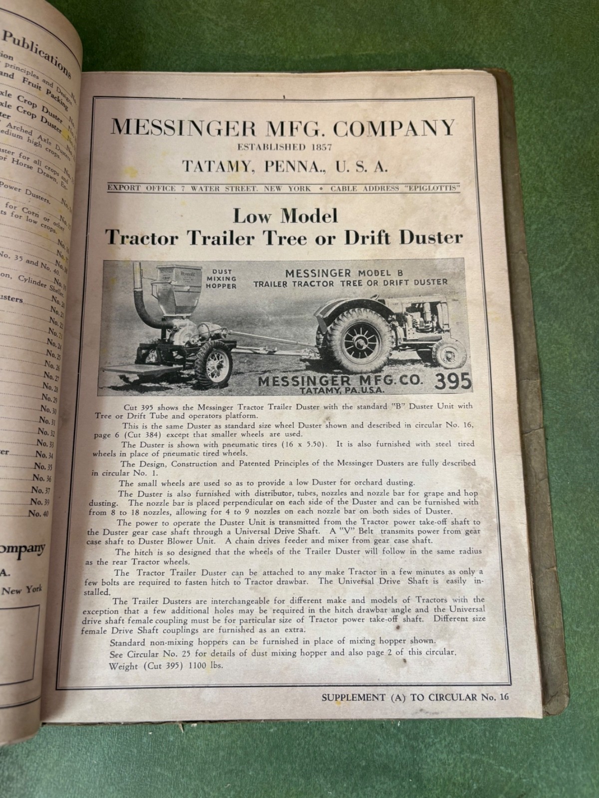 1939 Messinger Farm Machinery Manufacturing Dealer Sales Catalog Tatamy,Pa