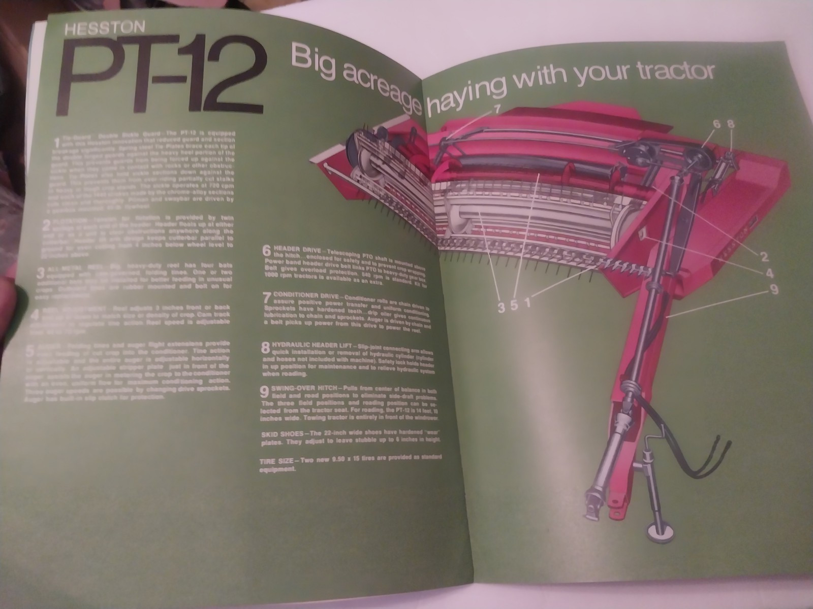 Hesston windrowers brochures 320-PT-10, PT-7, 520, 420, 620, PT-12 (1970s)