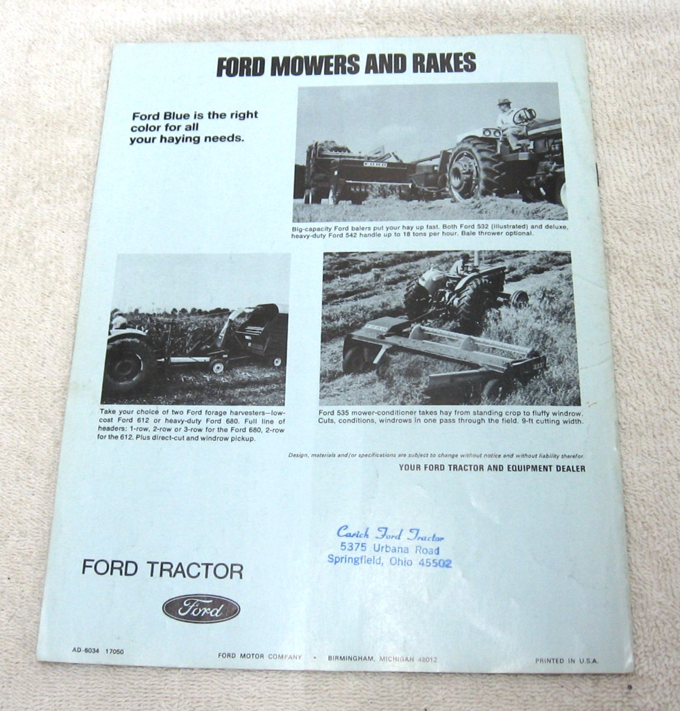 VINTAGE FORD TRACTOR MOWERS & RAKES BROCHURE 501 503 508 515