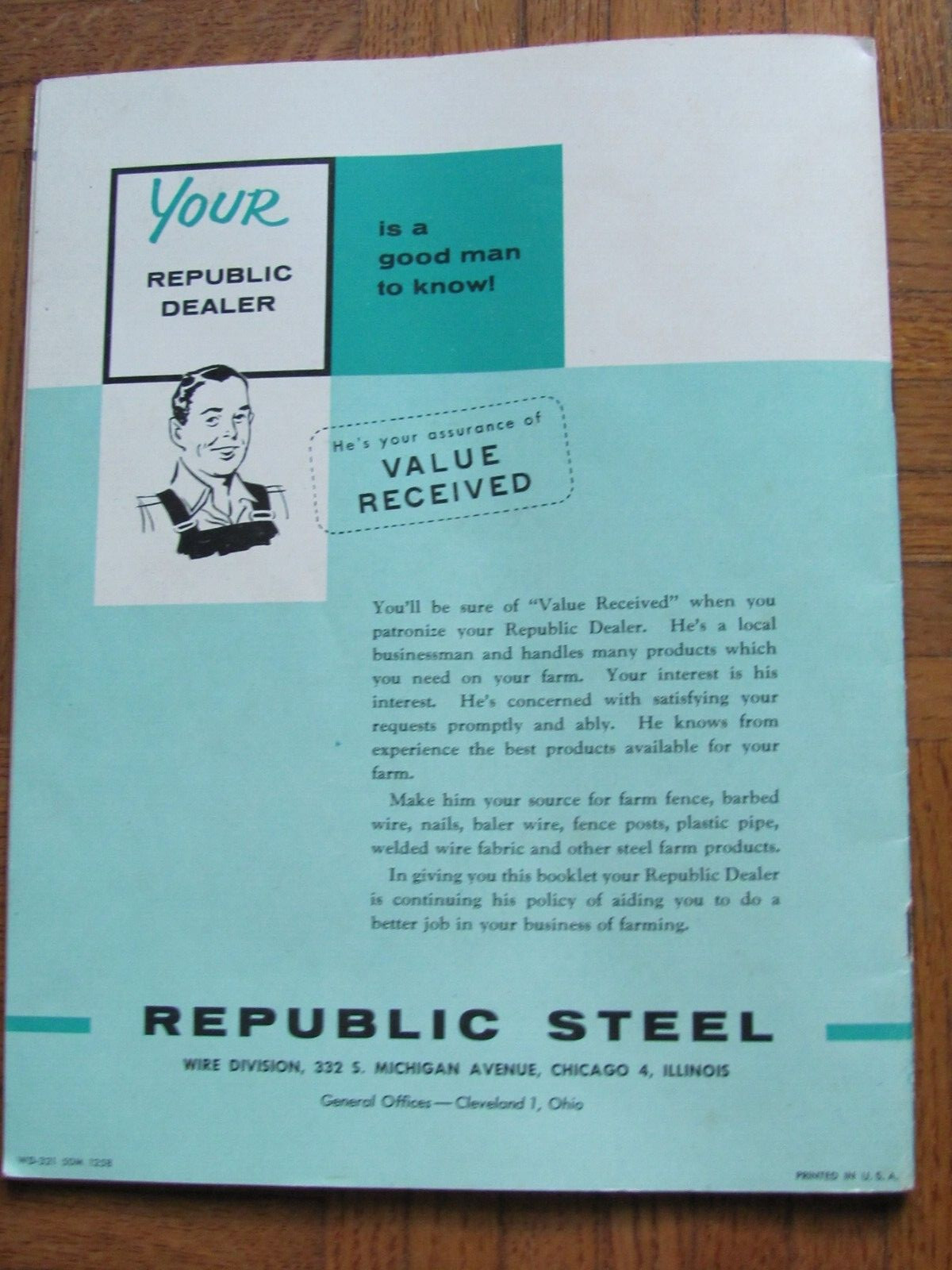 1950’s REPUBLIC STEEL WIRE CO FARM FENCING MECHANICS TIPS BROCHURE