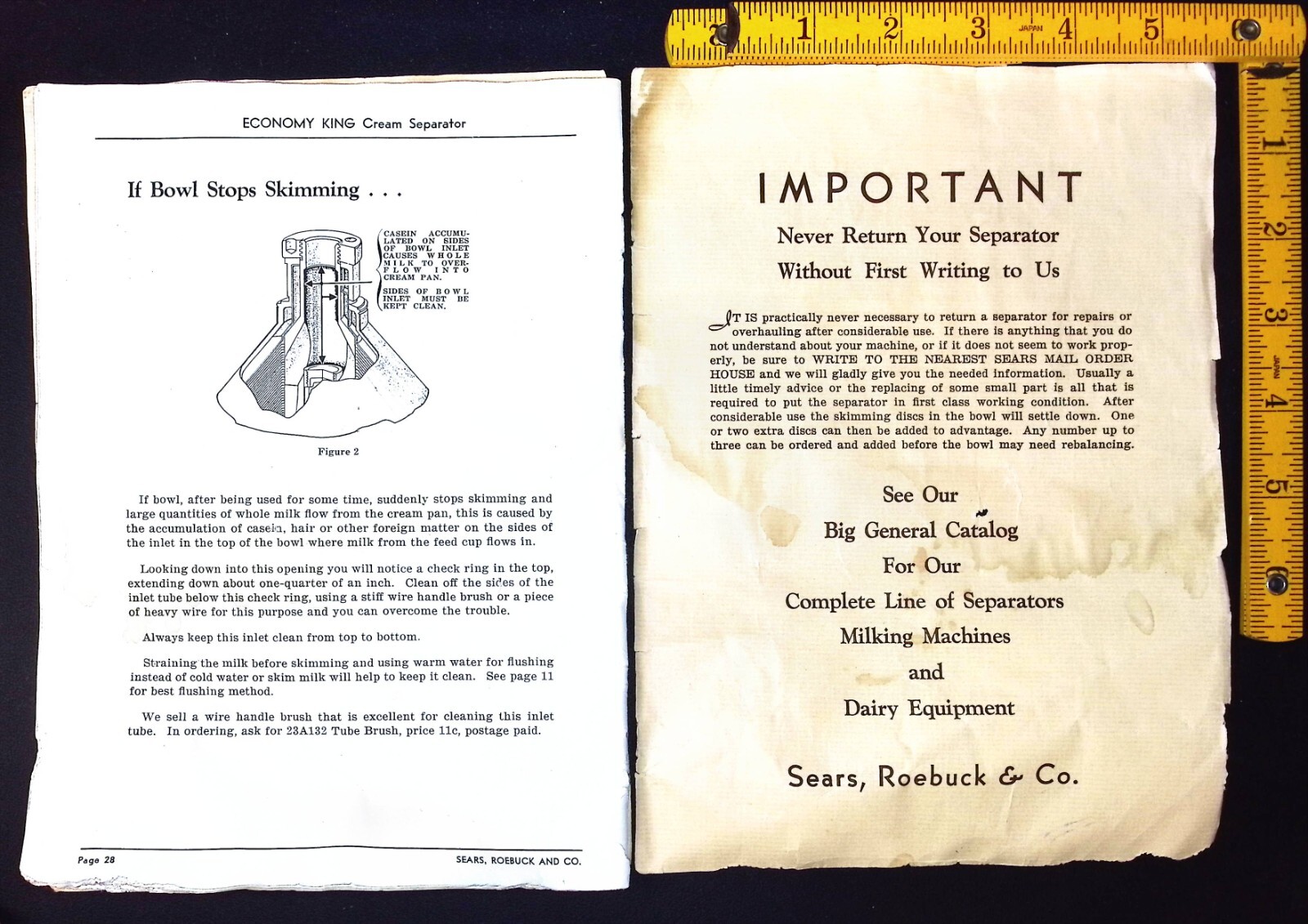 Sear, Roebuck – Economy King Cream Separator Instruction Manual – Vintage 1920’s