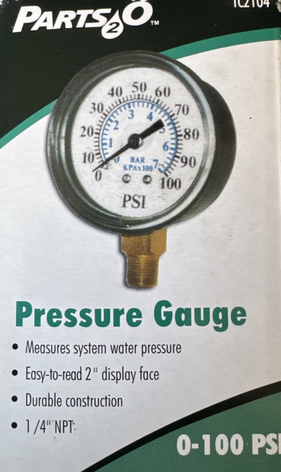 100 PSI 1/4″npt pressure gauge in the box new