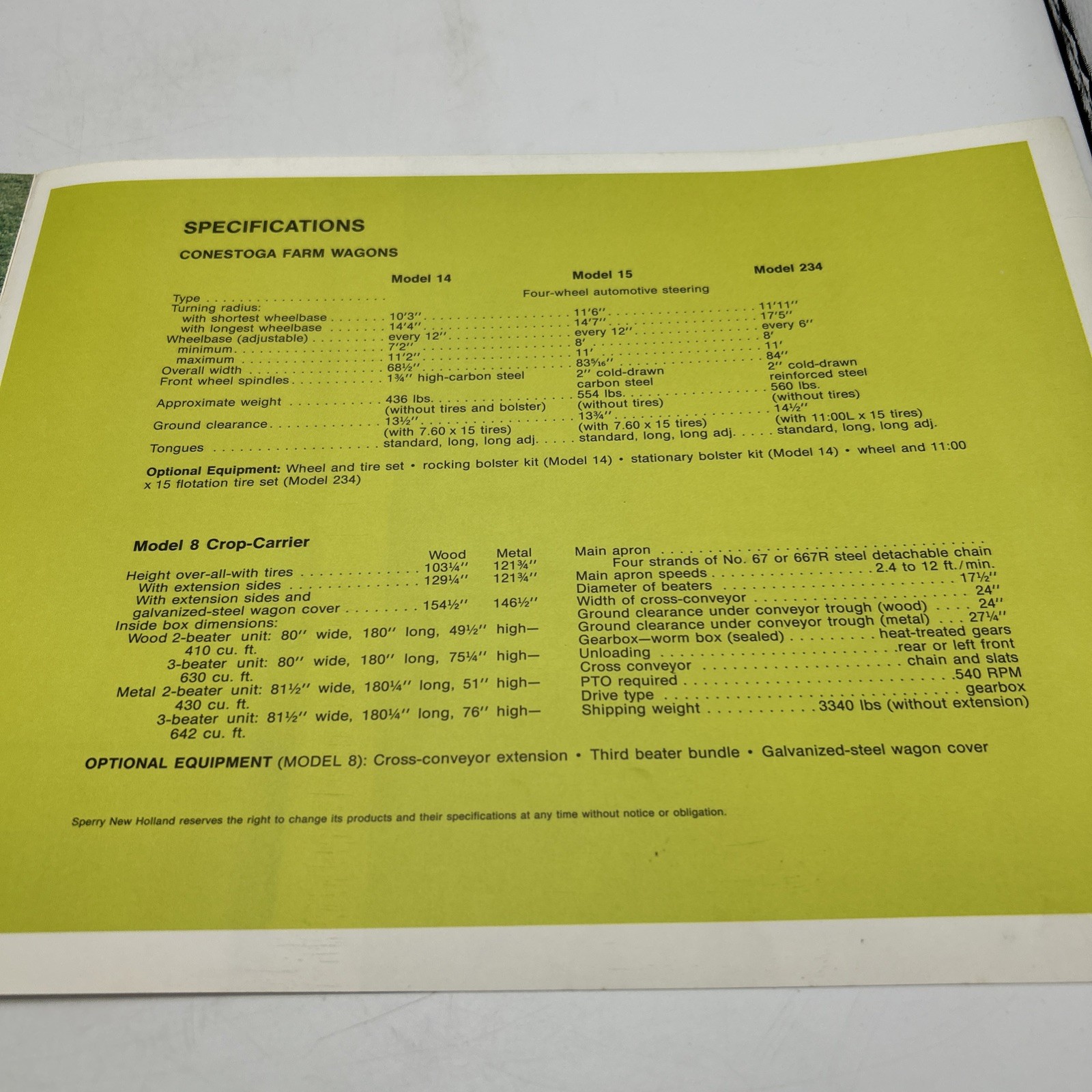 Sperry New Holland Blowers/Boxes/wagons
