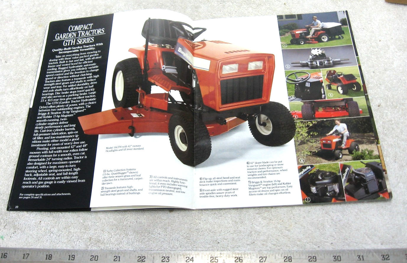 VINTAGE 1990 SIMPLICITY LAWN & GARDEN TRACTOR BROCHURE LT GTH