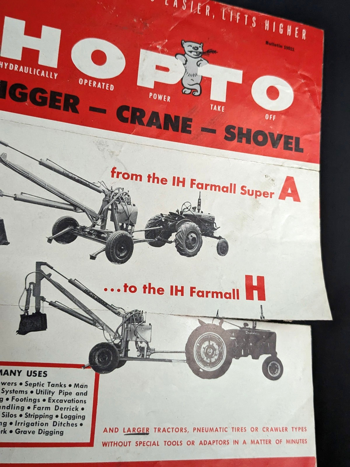 Vintage Badger Machine Company Brochure Hopto Digger Shovel Crane 1950s