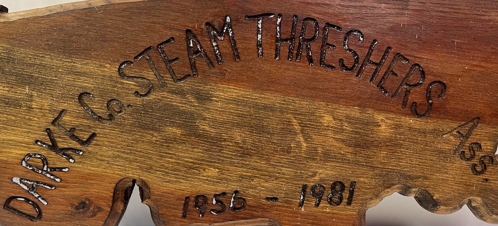 VINTAGE 1981 DARKE COUNTY STEAM THRESHERS ASSOC GREENVILLE OHIO 22″ WOOD SIGN