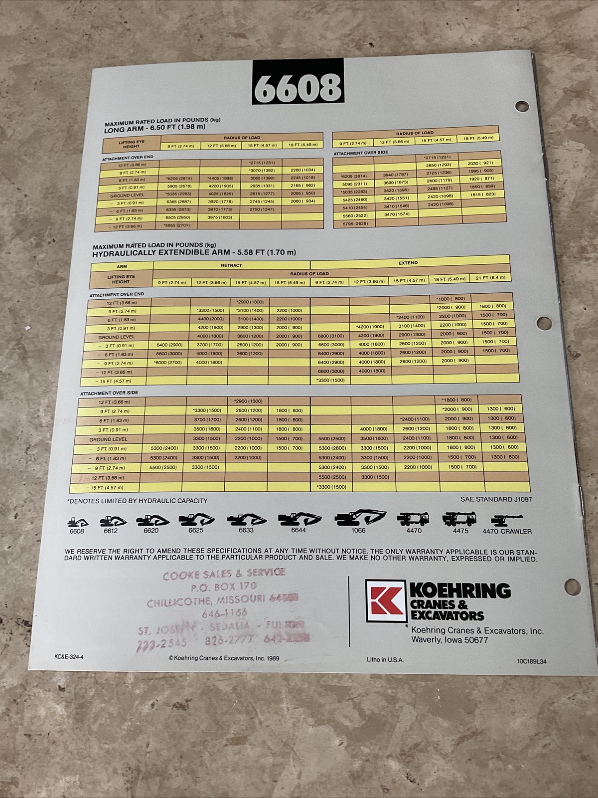 Bantam, Koehring 6608 Excavator Sales Brochure, Literature