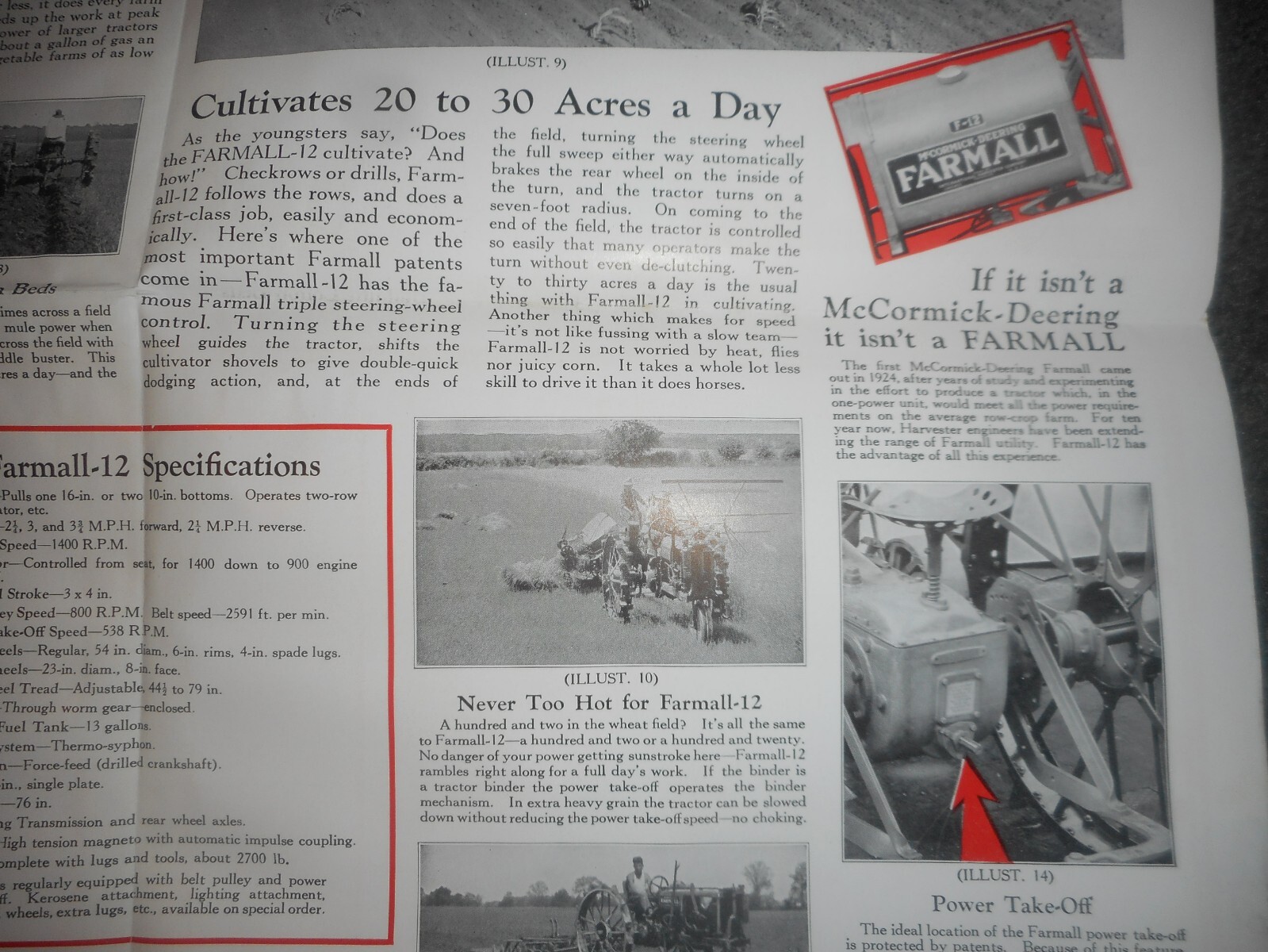 IH McCormick Deering Farmall 12 Tractor Salesman Dealer Window Brochure c.1930