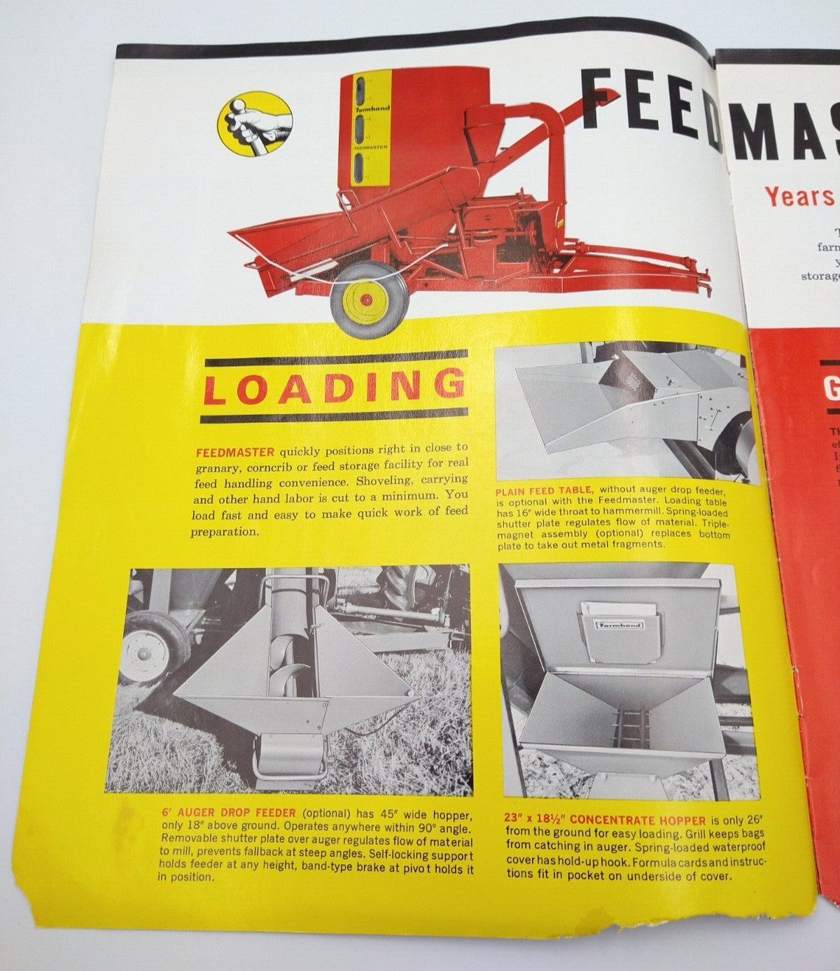 VTG 1960s Farmhand Feedmaster Dealer Sales Brochure 8 pg 8.5″x11″ Grinder Mixer
