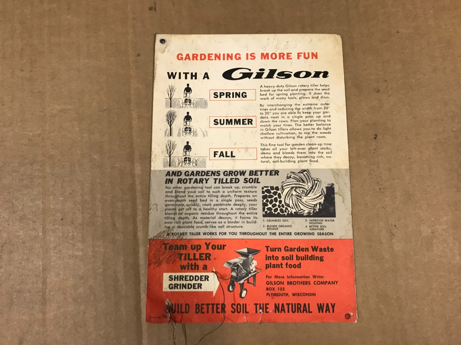 Vintage Gilson Brothers Corportal/Suburban Rotary Tiller Owner’s Guide