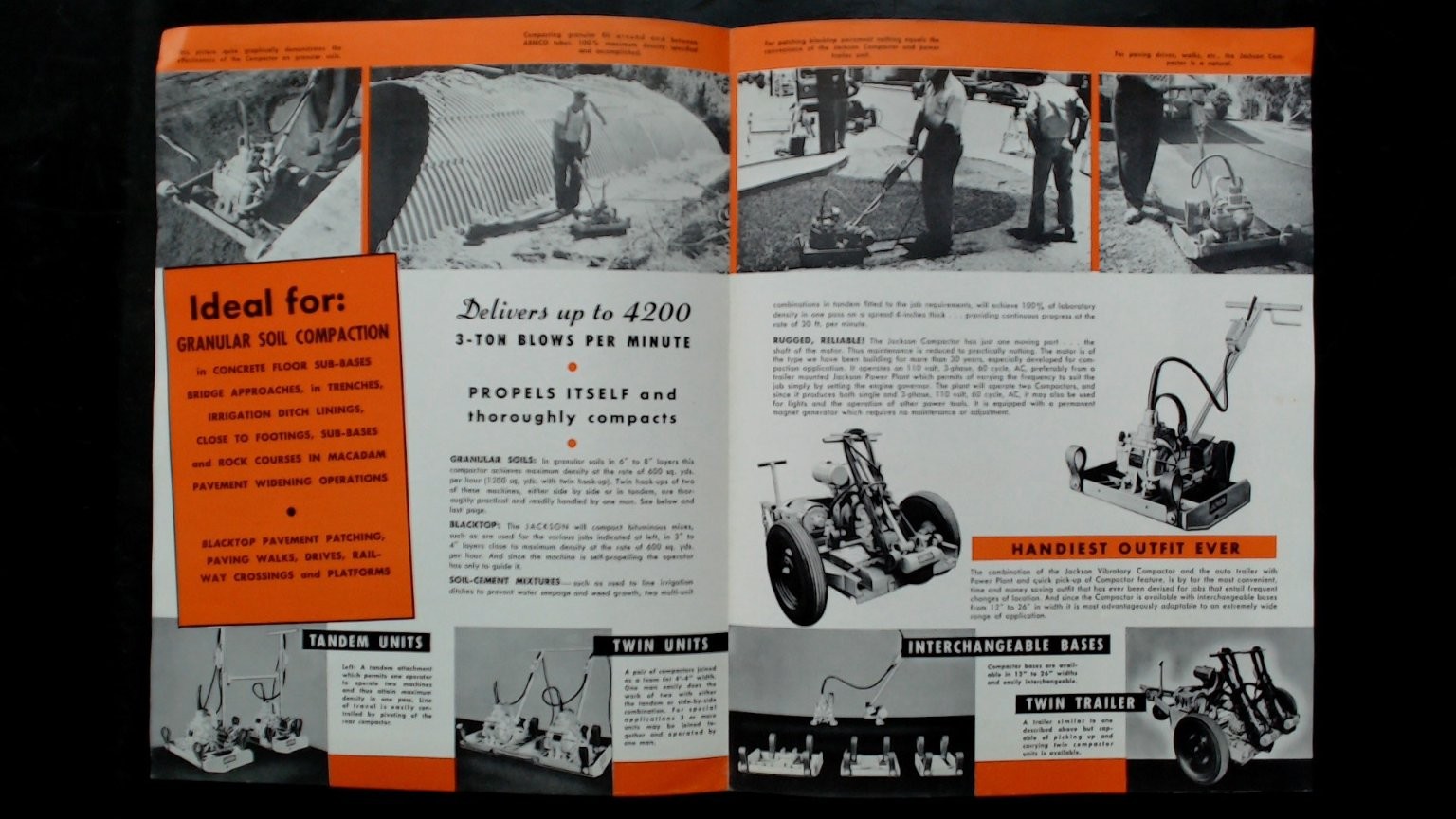 Jackson Manually Guided Vibratory Compactor Vintage Brochure 1950s