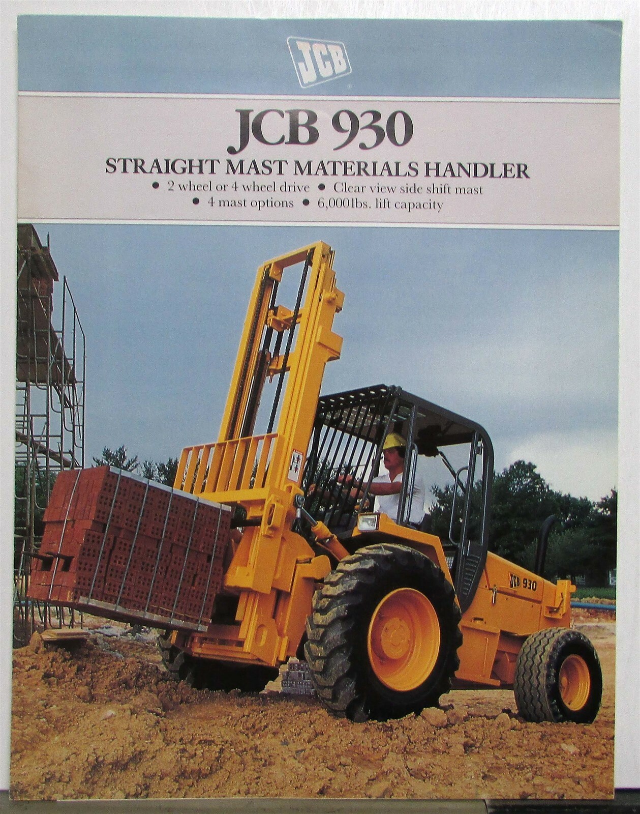 1990 JCB 930 Straight Mast Handler Specifications Construction Sale Brochure