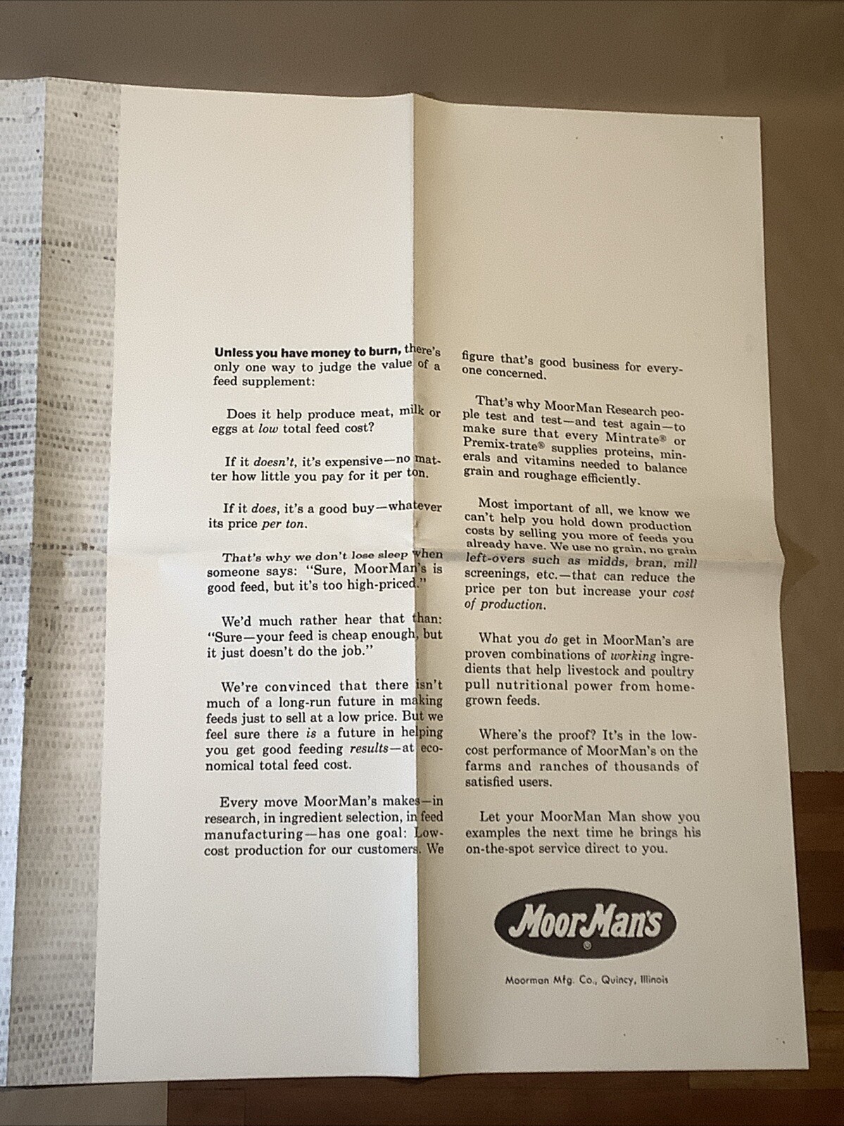 Vintage Moor Man’s Poster Quincy Illinois Feed INV-AA01W