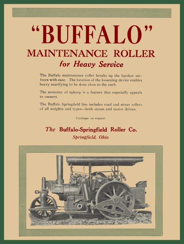 1911 Buffalo Springfield Roller Co. of OhiO New Metal Sign: 12×16″ Ships Free