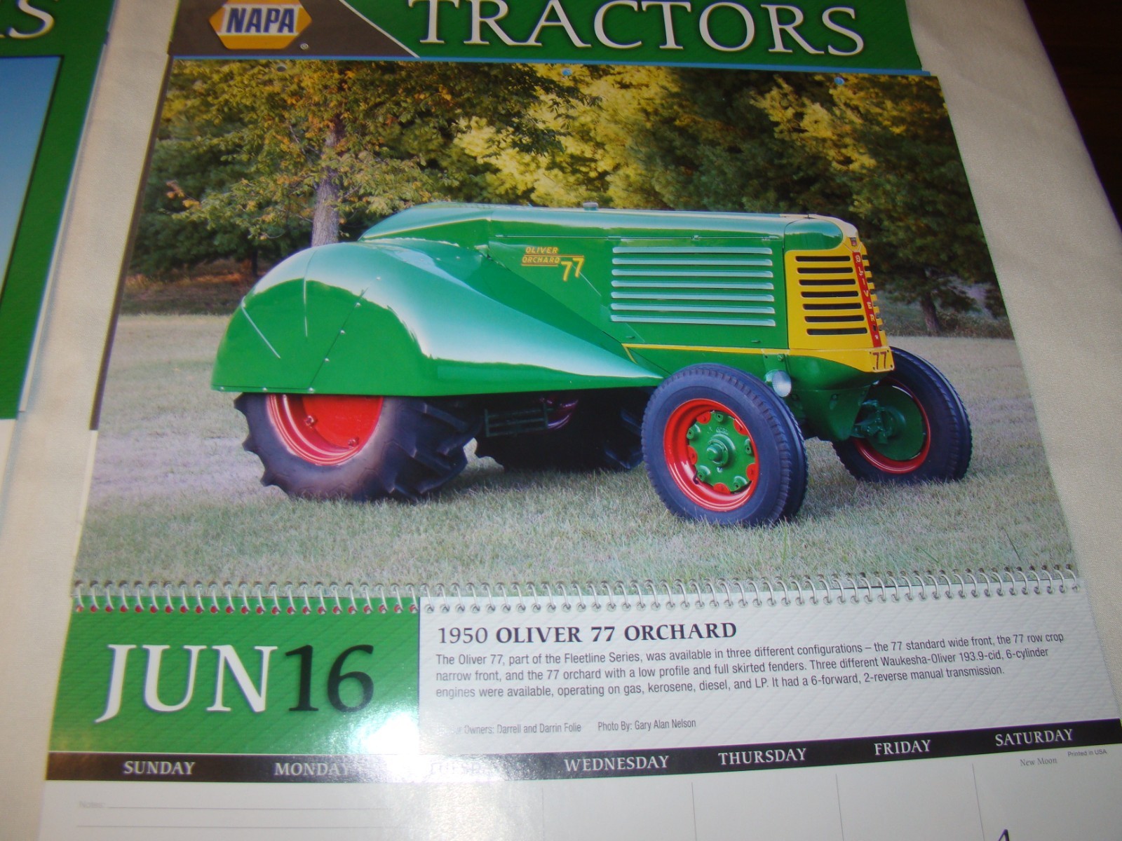 Lot of 4 2016 Napa Tractor Classics of Yesteryear Calendars Pittsgrove NJ 08318