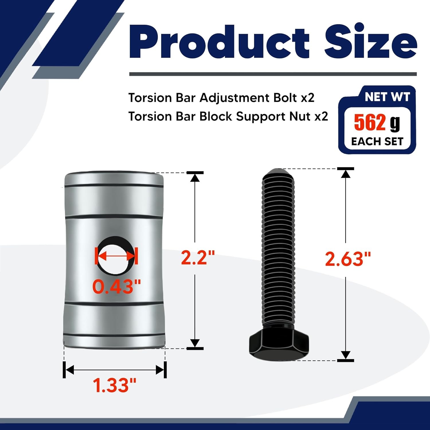 Torsion Bar Adjustment Bolt and Lock Nut Fit for Chevrolet Silverado Tahoe GM…