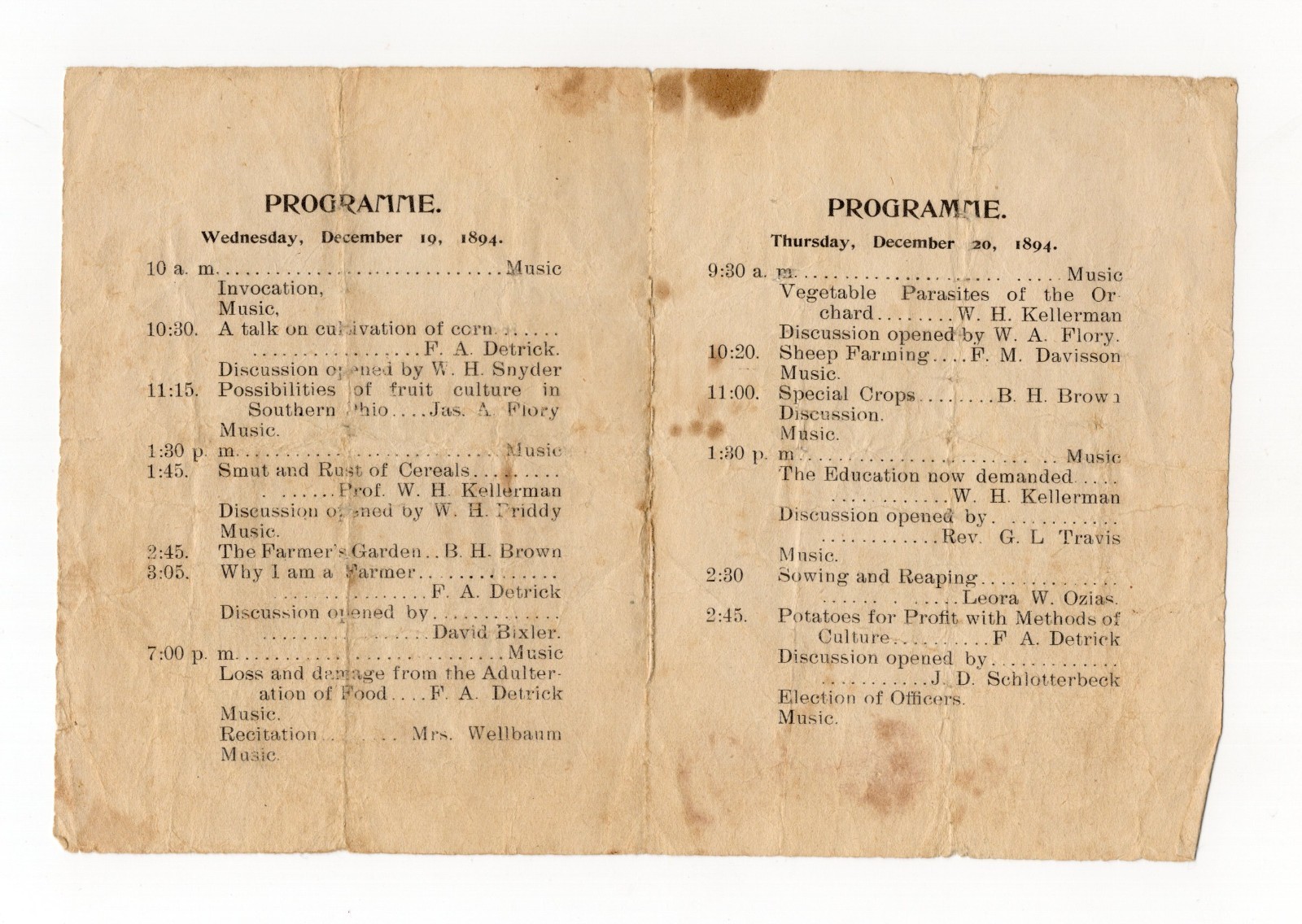 1894 – Ohio Farmers Institute LewisBurg Institute Society Ohio Program – XL5Q