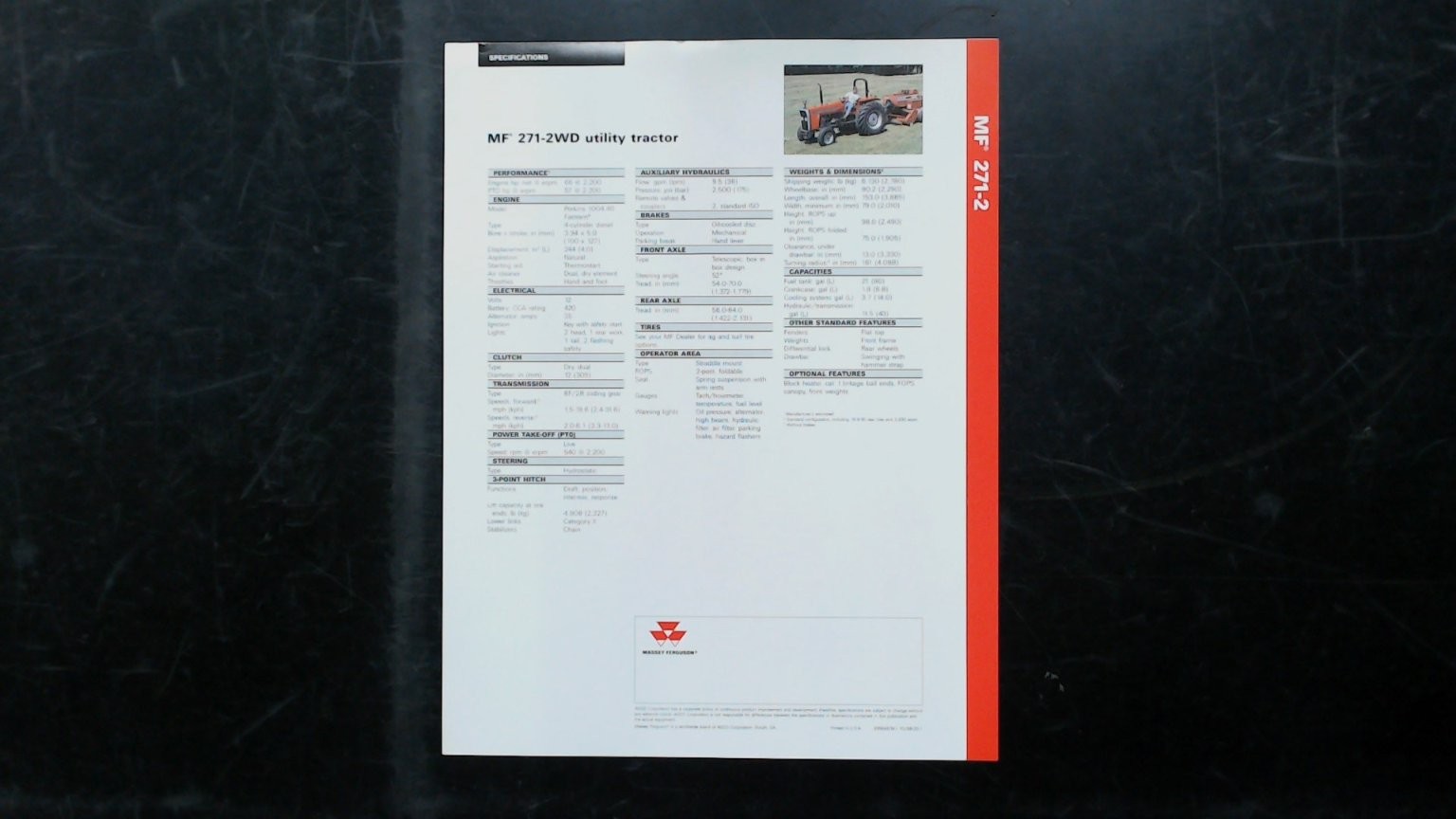 Massey Ferguson MF 271-2WD Tractor Brochure Vintage Agriculture Flyer