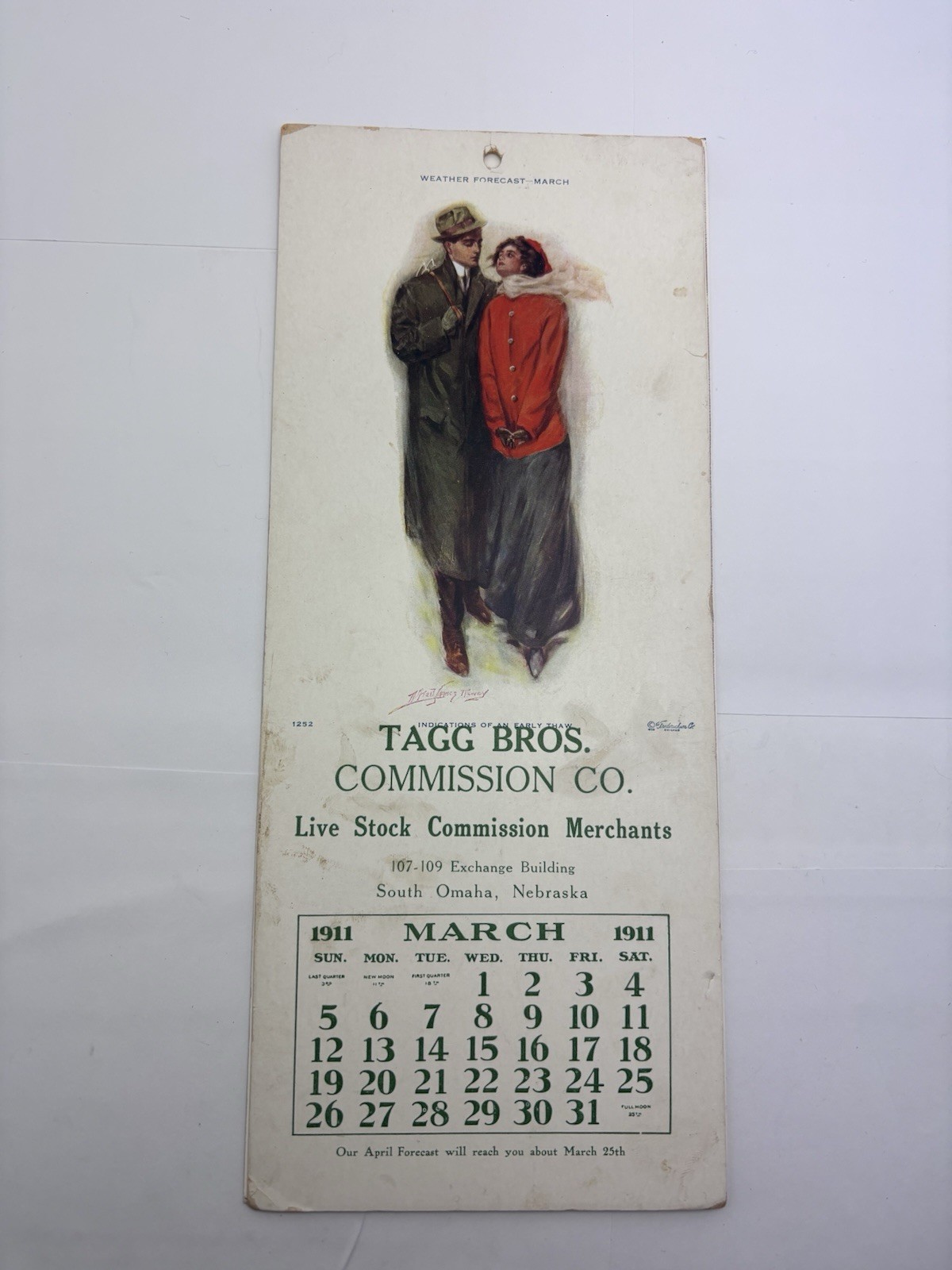 TAGG BROTHERS LIVE STOCK CATTLE RANCH COMMISION CALENDAR ALFRED JAMES DEWEY 1911