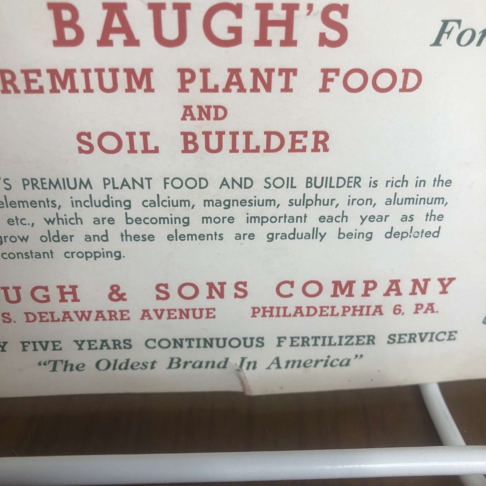 Baugh’s Fertilizers Advertising Scratch Pad and Information