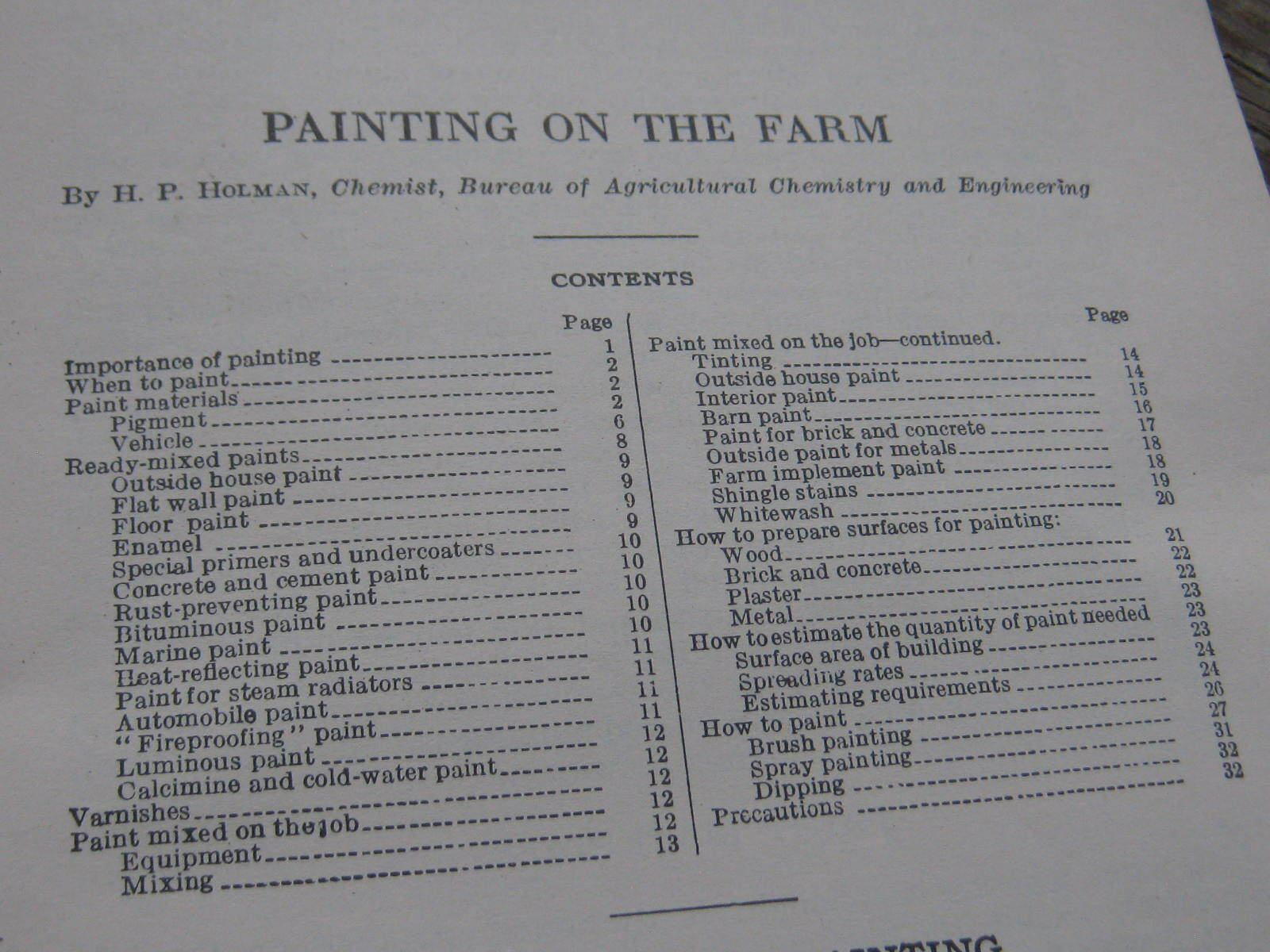 1925 US Dep’t of Agriculture Farmer’s Bulletin No.1452 Painting On The Farm