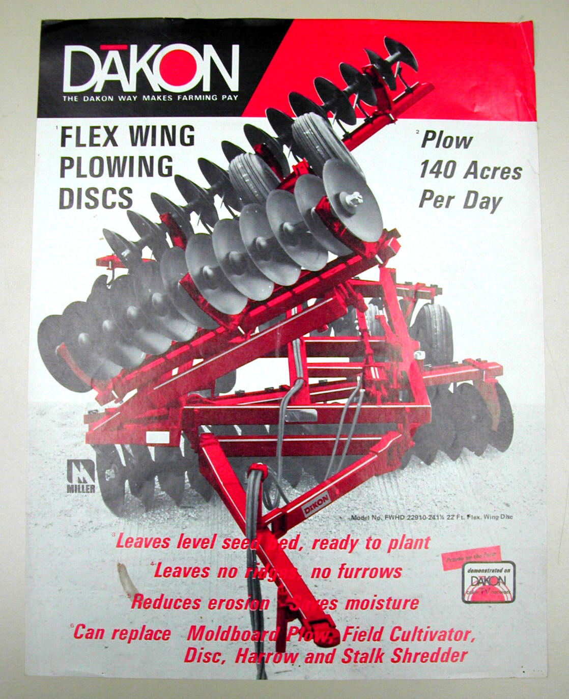 Dakon Miller Flex Wing Disc Plow Ad 01272-FX-10M